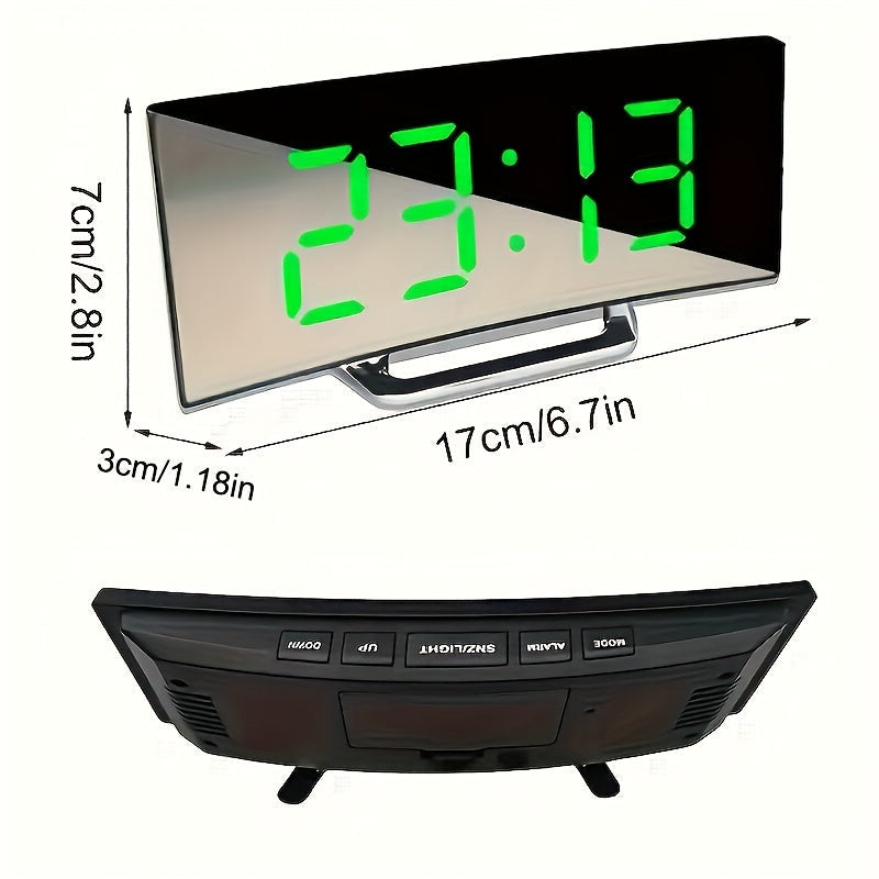 LED Curved Surface Digital Alarm Clock