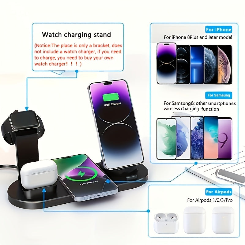 6-in-1 15W Wireless Fast Charger