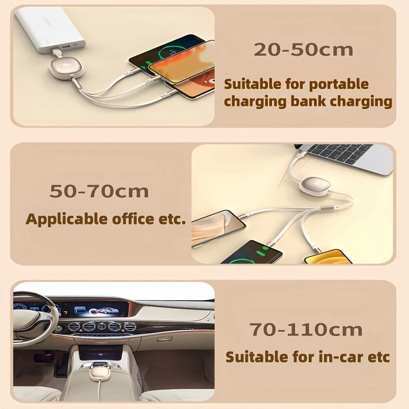3-in-1 Retractable USB Fast Charging Cable & Data Sync