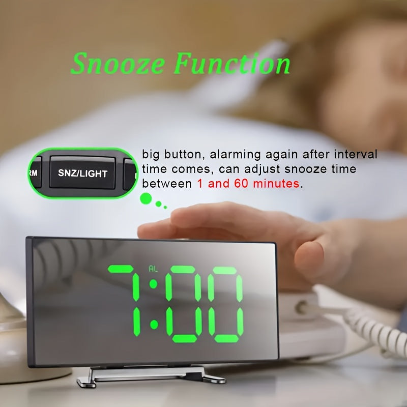 LED Curved Surface Digital Alarm Clock
