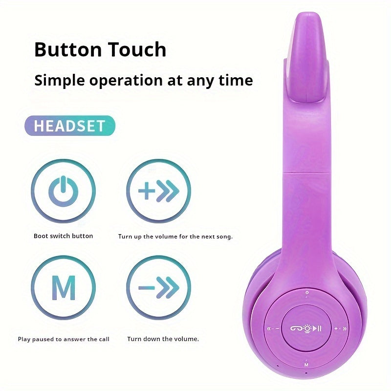 LED Wireless Headphone with Mic Control